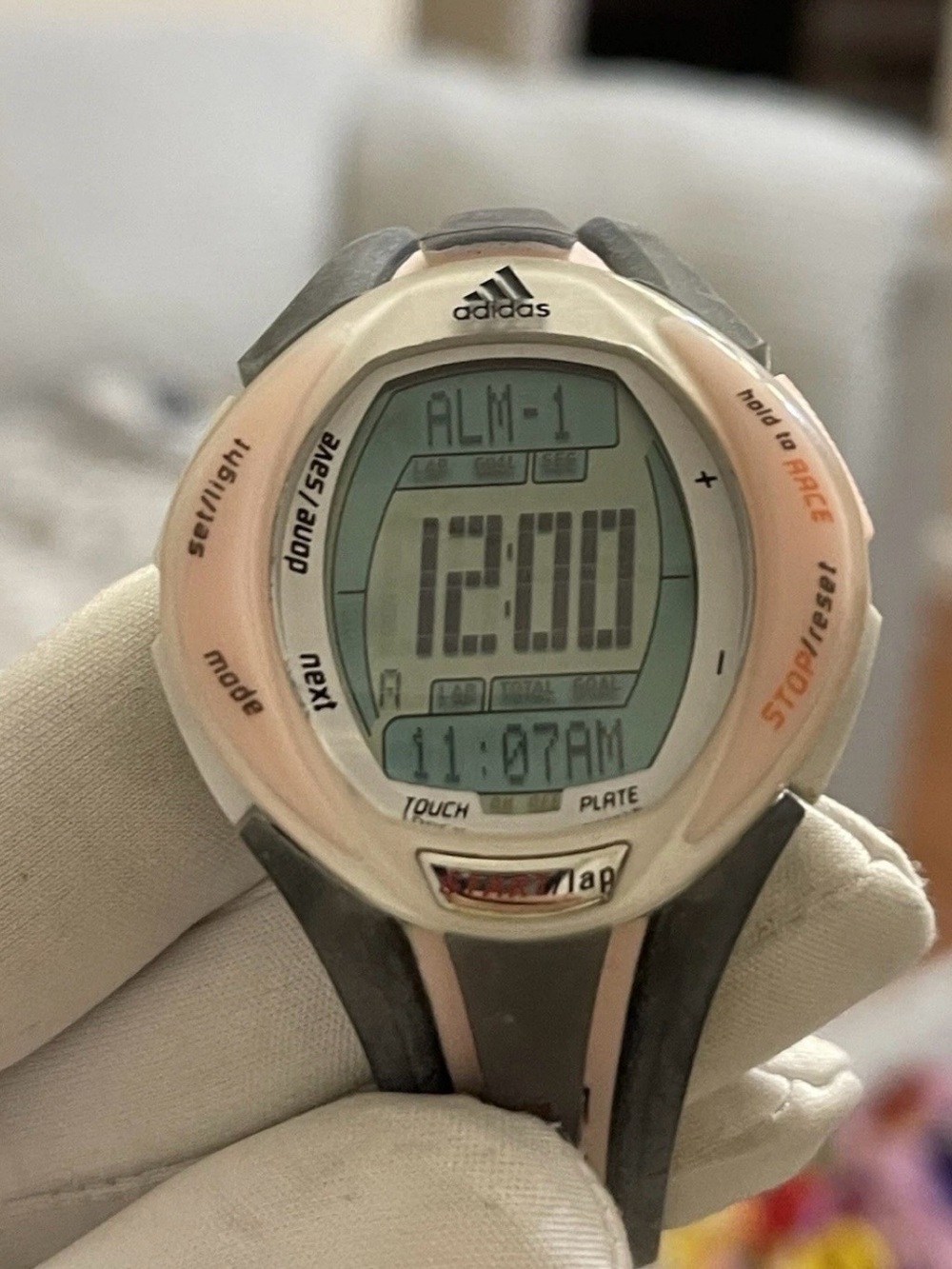 Adidas ADP1486 Ladies Digital Chronograph Sports Watch Black Pink Rare Vtg